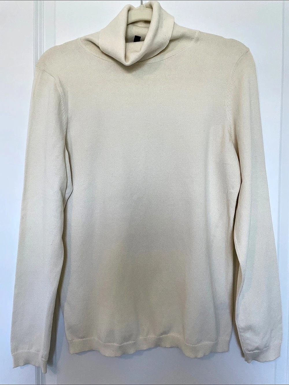 Talbots Cotton Blend Turtleneck Sweater Cream Medium